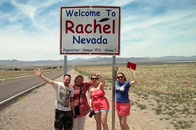 Area 51 Day Tour from Las Vegas with Alien and UFO Hotspots - Area 51 perimeter finale: gates, warning signs, Joshua trees, and Men in Black