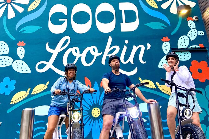 Austin Good Vibes E-Bike Tours - Downtown warm-up, ATX Sign to the Austin Central Library