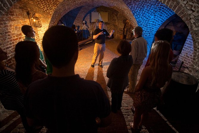 Charleston Ghost & Dungeon Night-Time Walking Tour with Entry to Provost Dungeon - French Quarter after dark: lanes, churches, and graveyard atmosphere