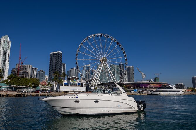 Explore Miami in Style: Private Boat Cruise Tour with Captain - Price math: $195 base rate plus captain and fuel surcharges