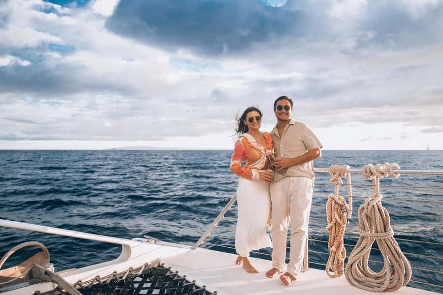 From Ma'alaea: 'Alihilani Sunset Sail Catamaran Tour - Two Hours at Sea: What the Catamaran Layout Does for Your Sunset