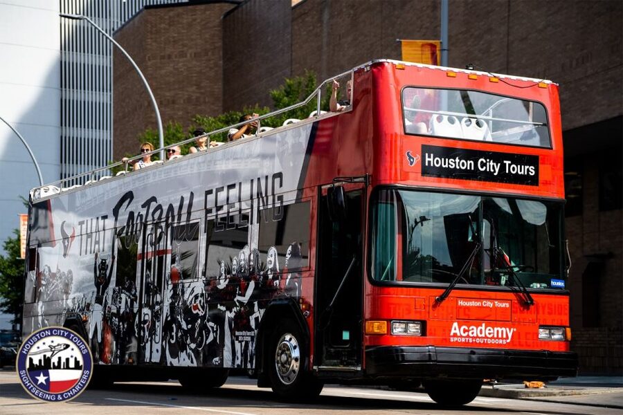 Houston: Guided City Tour by an Open-Top Double Decker Bus - Toyota Center and Discovery Green, the City’s Modern Pulse