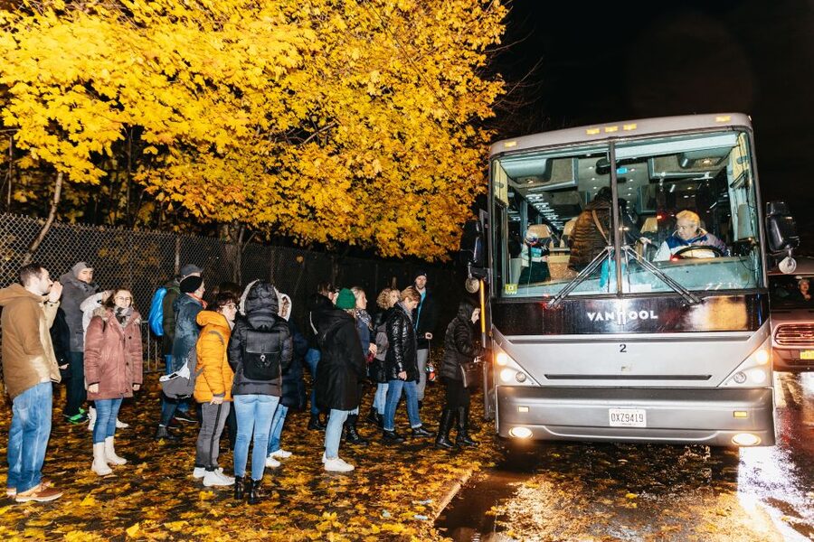 NYC: Dyker Heights Christmas Lights & Skyline View Bus Tour - End near Bryant Park’s Winter Village, so you can keep the evening going