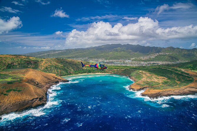 Royal Crown of Oahu - 60 Min Helicopter Tour - Doors Off or On - North Shore surf spots: Banzai Pipeline and Waimea Bay from above