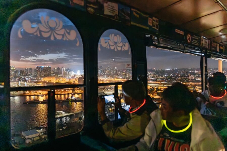 San Diego: City Lights Night Trolley Tour - Coronado Ferry Landing, your 20-minute skyline photo window