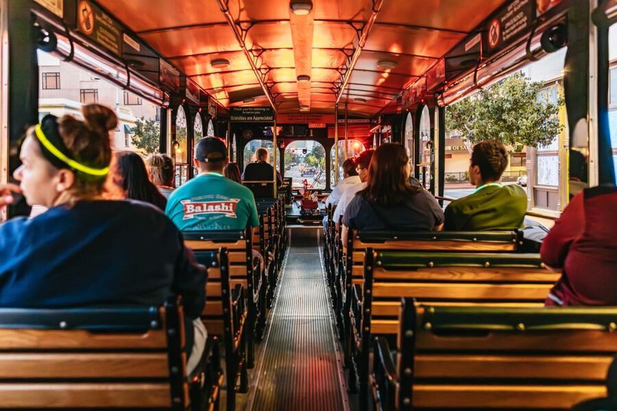 San Diego: City Lights Night Trolley Tour - Back on the bay front, Embarcadero sights you might miss alone