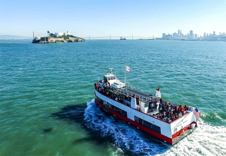 San Francisco: California Sunset Cruise (2-hours) - The first pass: Alcatraz, Angel Island, and the Marin Headlands approach