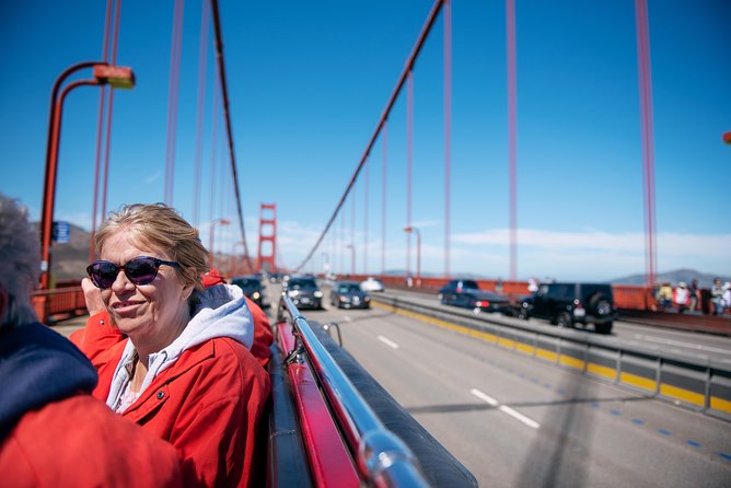 San Francisco Fire Engine Tour - Crossing the Golden Gate Bridge on an open-top fire engine