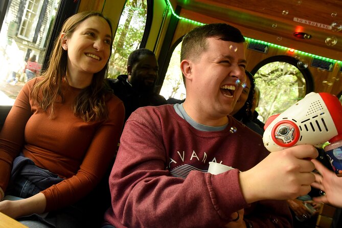 "Savannah for Morons" Comedy Trolley Tour - Green-Meldrim House Gothic Revival stop