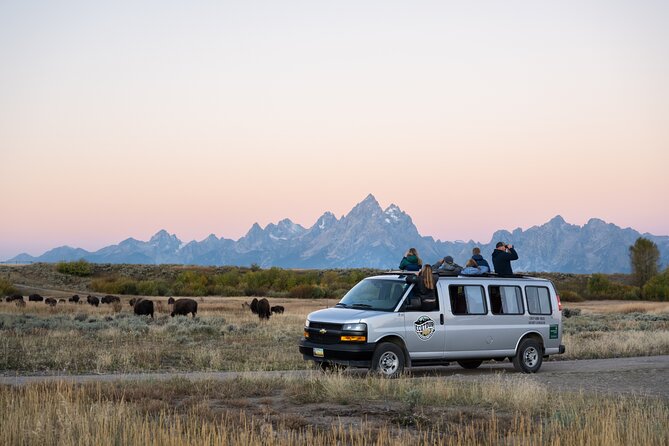 Sunset 4-Hour Grand Teton Wildlife Adventure - The 7-person safari van setup, window seats, and roof-hatch viewing