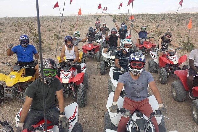 Thrilling 2-Hour ATV Off-Road Adventure In The Nellis Dunes - Staging area setup: waiver, gear, and learning the ATV fast