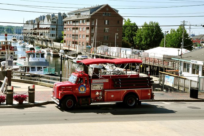 Vintage Fire Truck Sightseeing Tour of Portland Maine - Old Port stop: cobblestones, shops, and where Portland likes to hang out