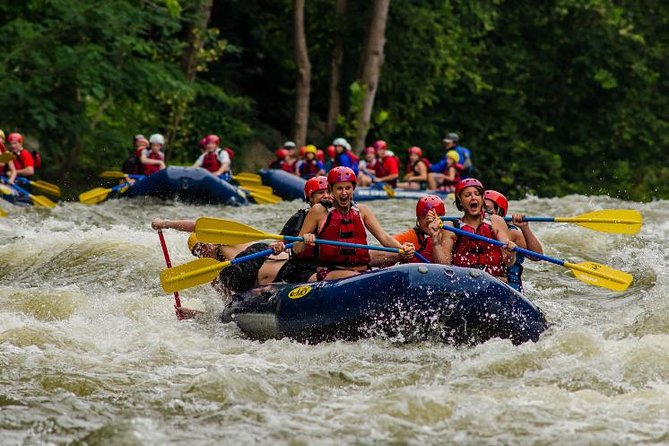 White Water Rafting Experience on the Upper Pigeon River - The Big Creek Expeditions flow: guide, gear, bus, then action